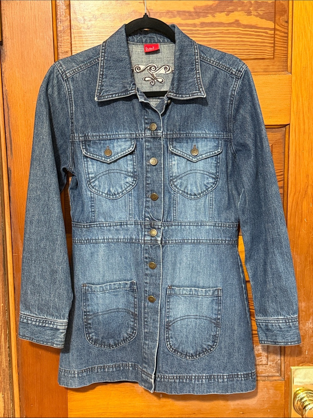 saix Denim Jacket Size Small Longer Length 4 Pockets